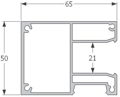 Brankový profil 65x50mm, d. 6 M