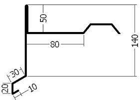 Závětrná lišta horní, rš. 400 mm, tl. 0,6 mm - Al přírodní