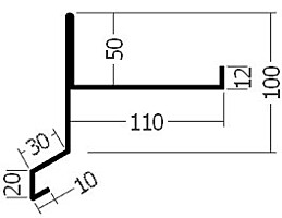 Závětrná lišta spodní, rš. 330 mm, v. 100 mm, tl. 0,6 mm - Al lakovaný
