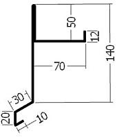 Závětrná lišta spodní, rš. 330 mm, v. 140 mm, 0,6 mm - Al přírodní