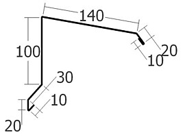 Závětrná lišta horní, rš. 330 mm, tl. 0,6 mm - Al lakovaný