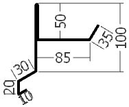 Závětrná lišta spodní, rš. 330 mm, tl. 0,6 mm - Al lakovaný