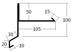 Závětrná lišta spodní zpětná, rš. 330 mm, tl. 0,6 mm - Al lakovaný