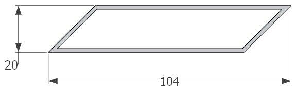 Al profil zkosený 104 x 20 x 1,4 mm 45°, délka 6 M - určeno jako plotová výplň